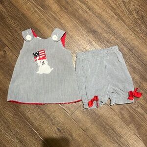 Precious EUC patriotic 4th of July dog flag appliqué set